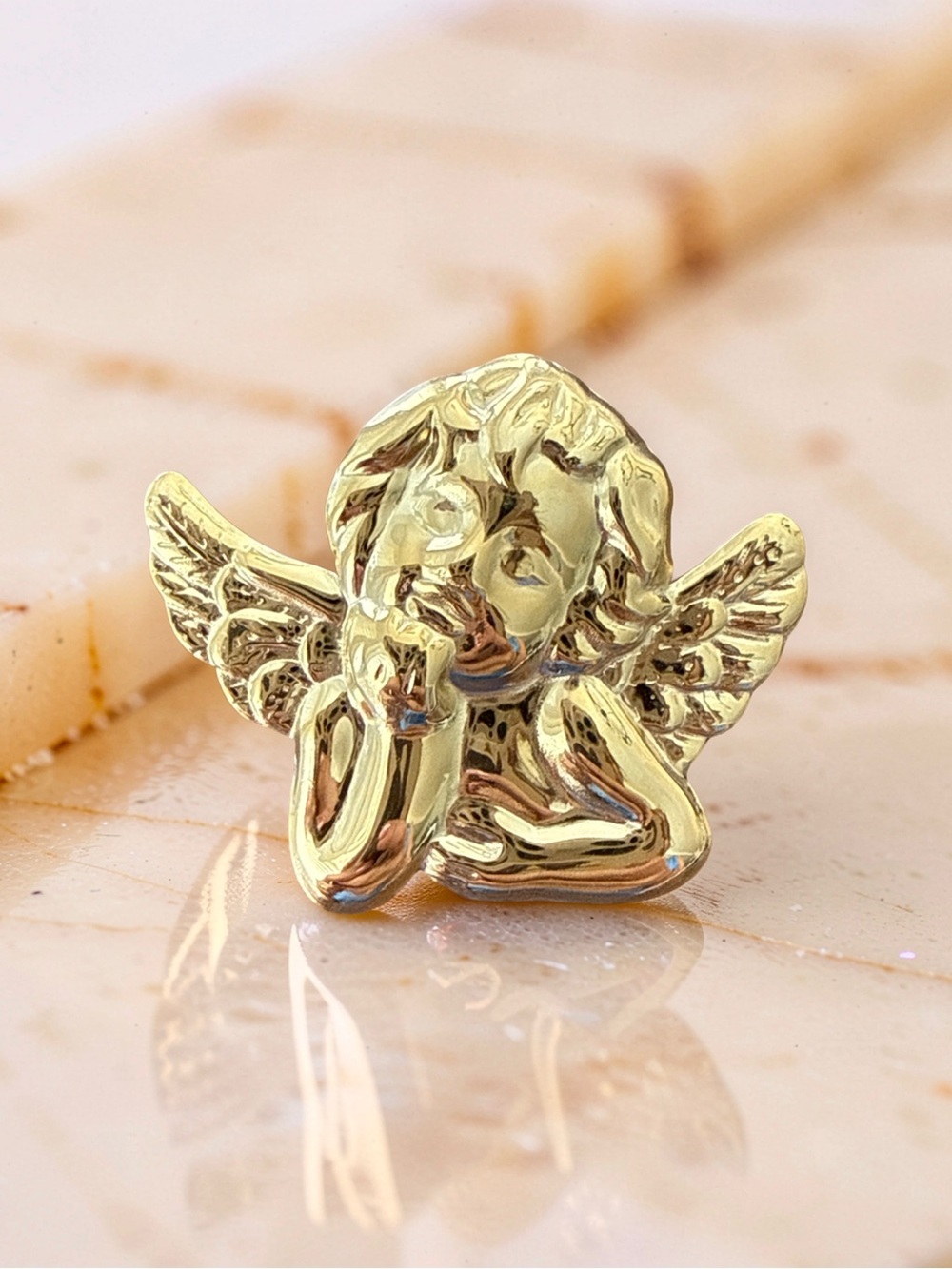 18k Gold Plated Angel Cherub Brooch
